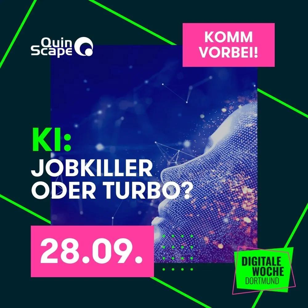 Banner des Events KI: Jobkiller oder Turbo? World Café zur KI-Revolution in der IT-Arbeitswelt   